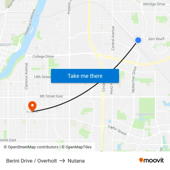 Berini Drive / Overholt to Nutana map