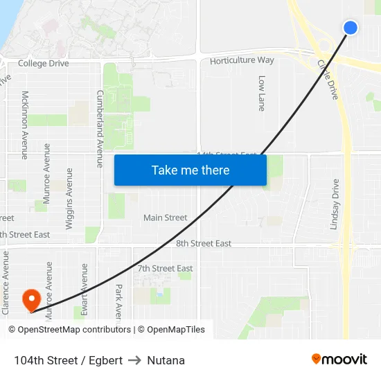 104th Street / Egbert to Nutana map