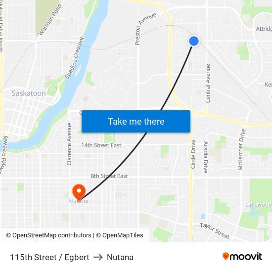 115th Street / Egbert to Nutana map