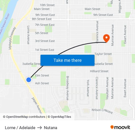 Lorne / Adelaide to Nutana map