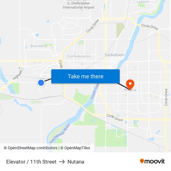 Elevator / 11th Street to Nutana map