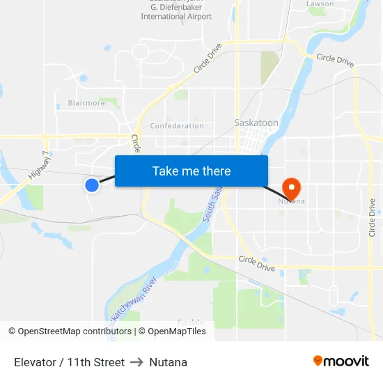 Elevator / 11th Street to Nutana map