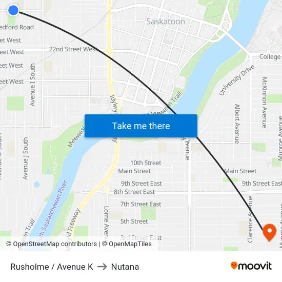 Rusholme / Avenue K to Nutana map