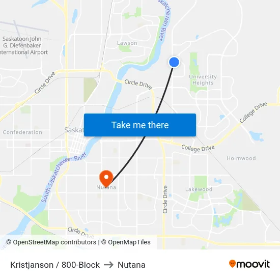 Kristjanson / 800-Block to Nutana map
