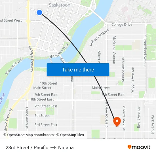 23rd Street / Pacific to Nutana map