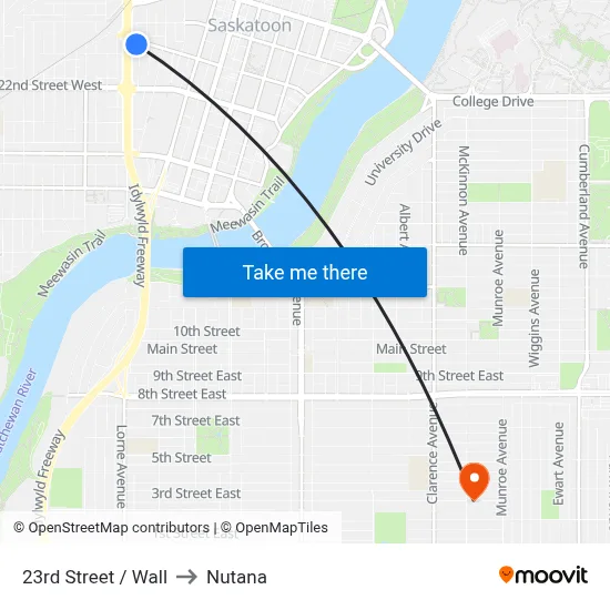 23rd Street / Wall to Nutana map