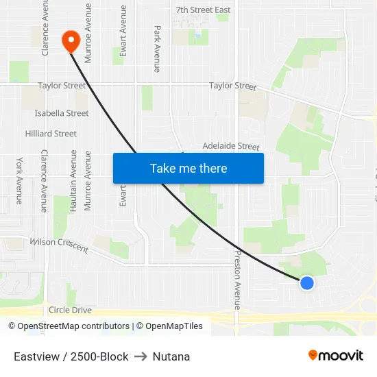 Eastview / 2500-Block to Nutana map