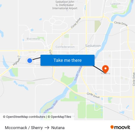 Mccormack / Sherry to Nutana map