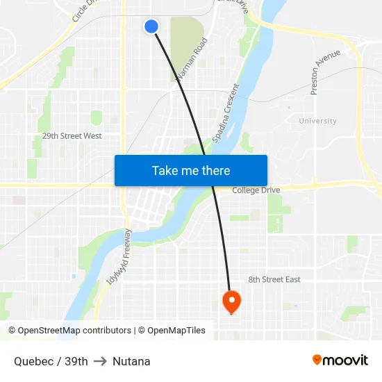Quebec / 39th to Nutana map