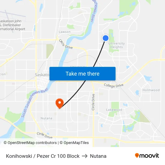 Konihowski / Pezer Cr 100 Block to Nutana map