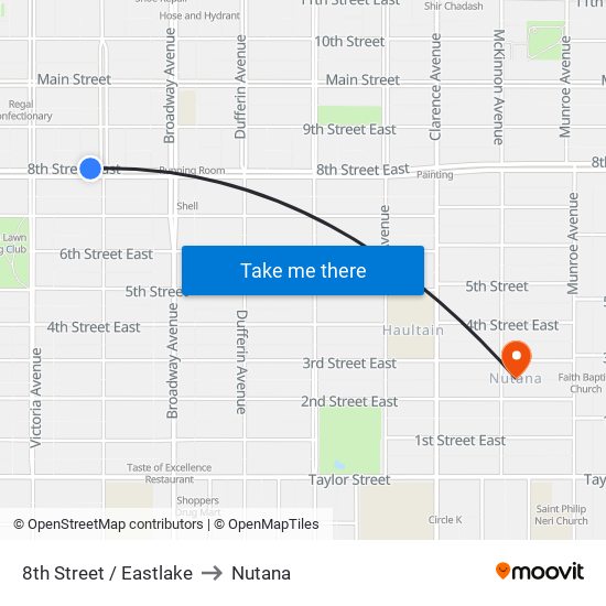 8th Street / Eastlake to Nutana map