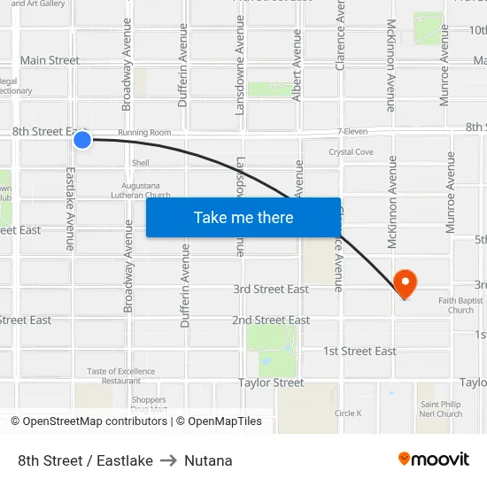 8th Street / Eastlake to Nutana map