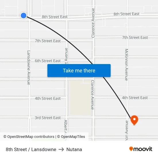8th Street / Lansdowne to Nutana map