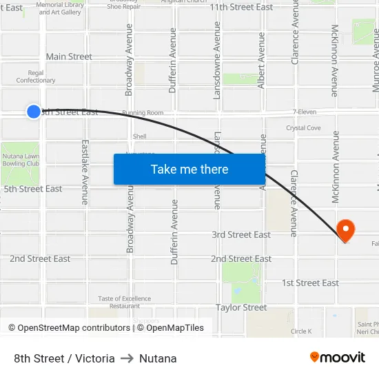8th Street / Victoria to Nutana map