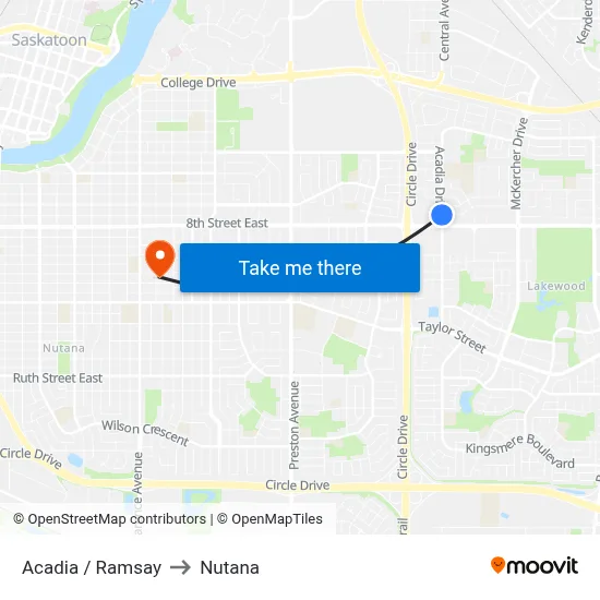 Acadia / Ramsay to Nutana map