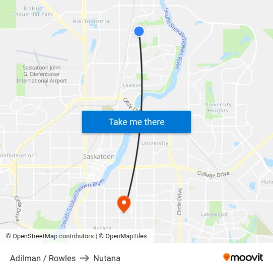 Adilman / Rowles to Nutana map