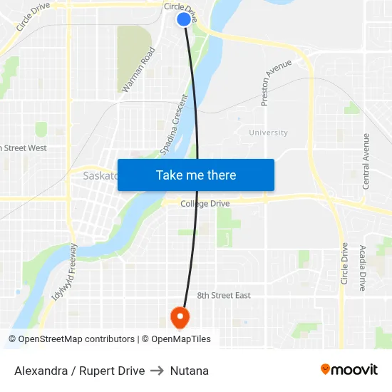 Alexandra / Rupert Drive to Nutana map