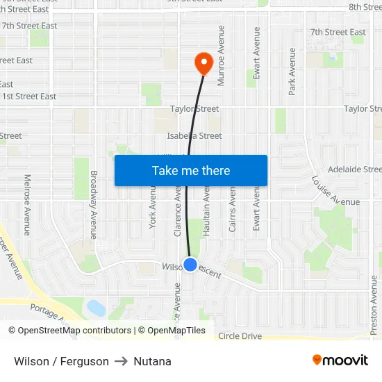 Wilson / Ferguson to Nutana map