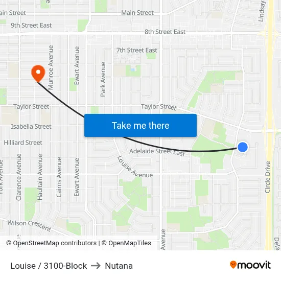 Louise / 3100-Block to Nutana map