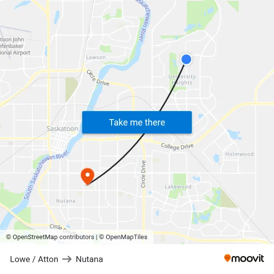 Lowe / Atton to Nutana map