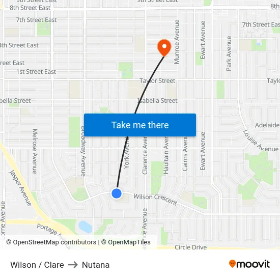 Wilson / Clare to Nutana map