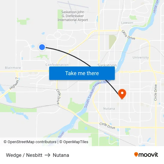 Wedge / Nesbitt to Nutana map
