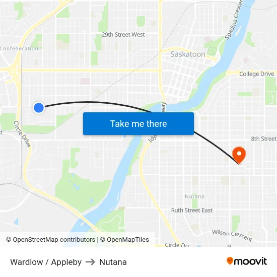 Wardlow / Appleby to Nutana map