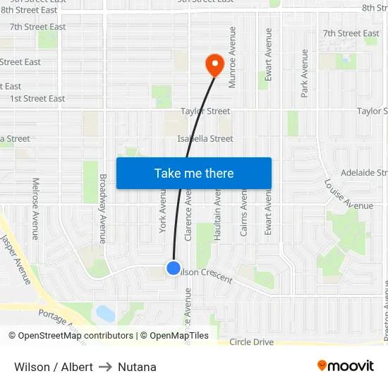 Wilson / Albert to Nutana map