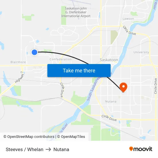 Steeves / Whelan to Nutana map