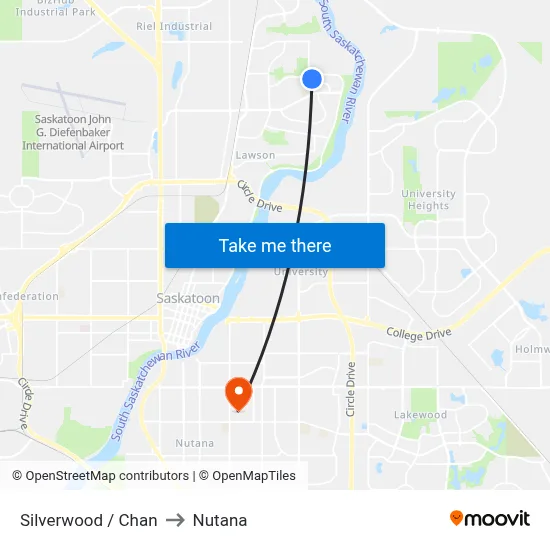Silverwood / Chan to Nutana map
