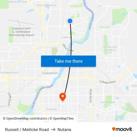 Russell / Meilicke Road to Nutana map