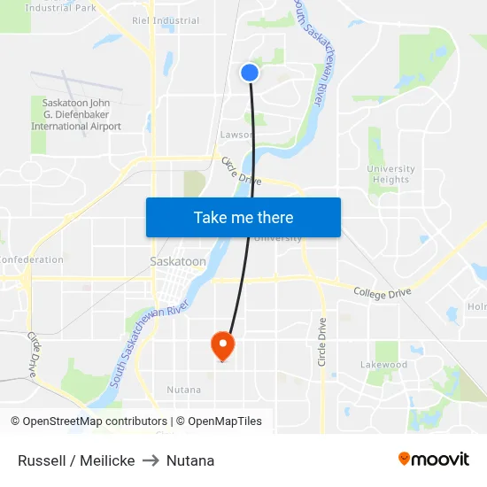 Russell / Meilicke to Nutana map