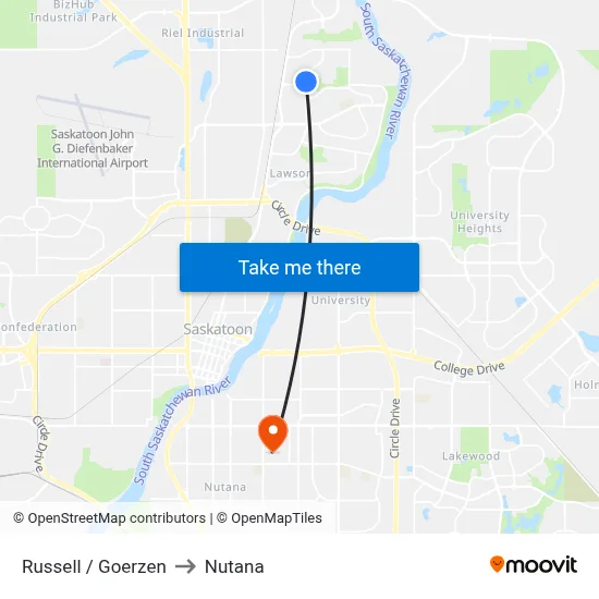 Russell / Goerzen to Nutana map