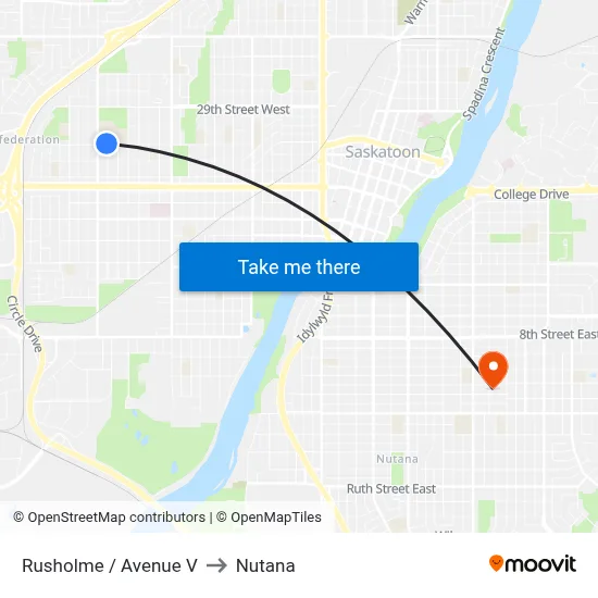 Rusholme / Avenue V to Nutana map