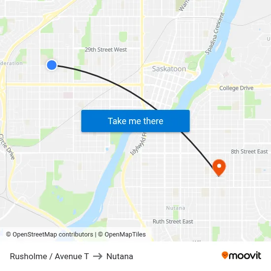 Rusholme / Avenue T to Nutana map