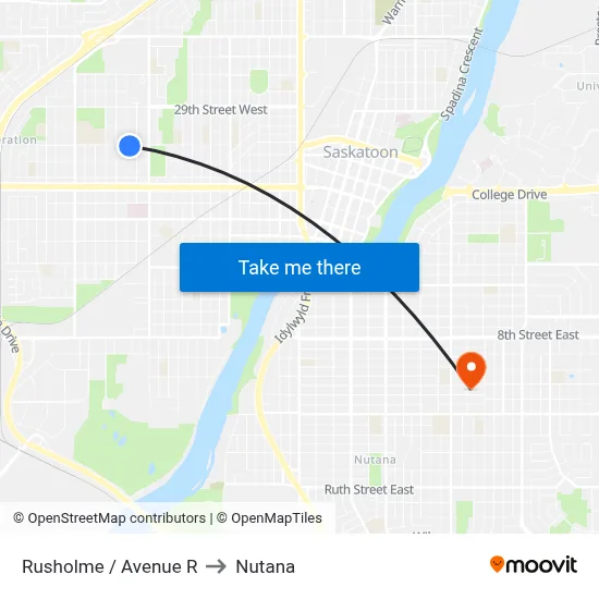 Rusholme / Avenue R to Nutana map