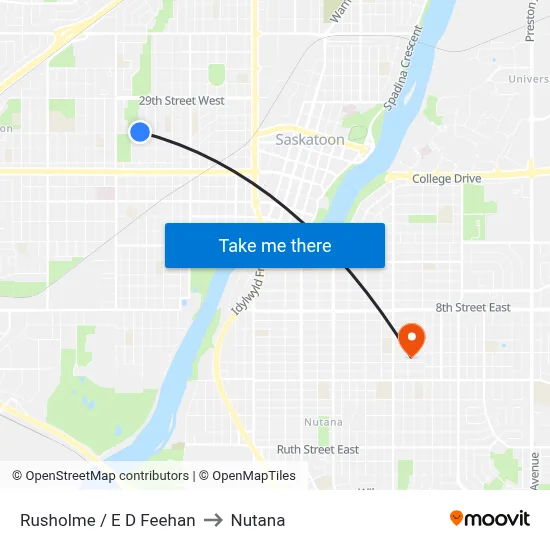 Rusholme / E D Feehan to Nutana map