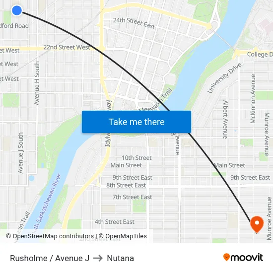 Rusholme / Avenue J to Nutana map