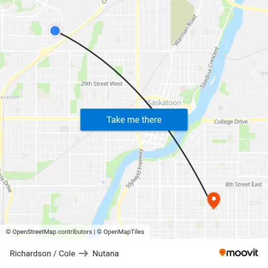 Richardson / Cole to Nutana map