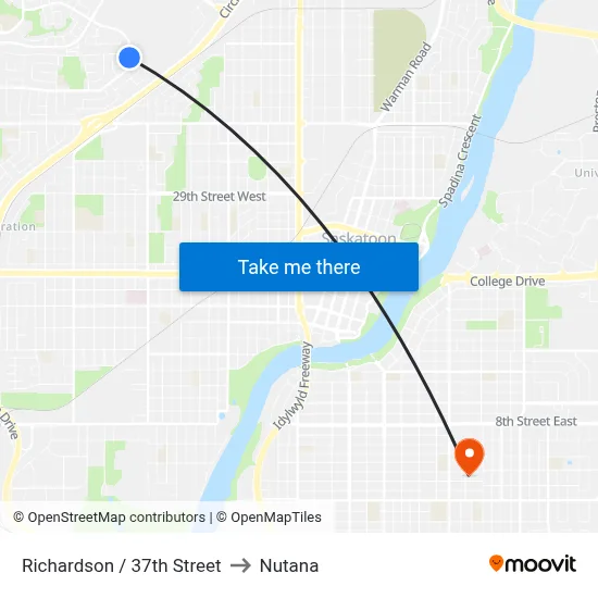Richardson / 37th Street to Nutana map
