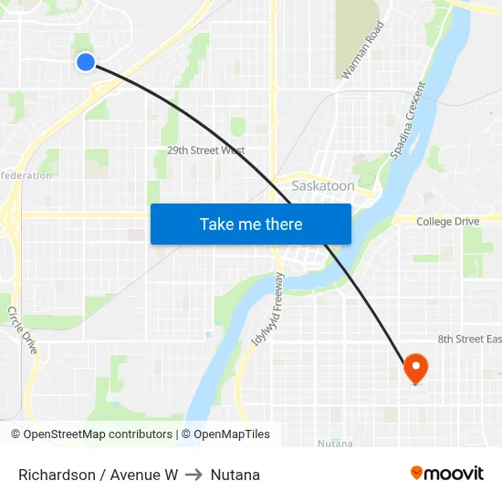 Richardson / Avenue W to Nutana map