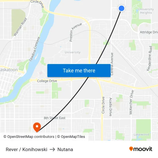 Rever / Konihowski to Nutana map