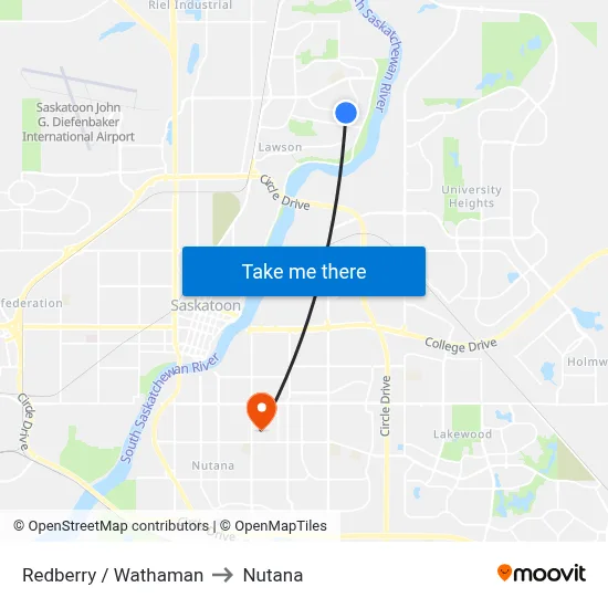 Redberry / Wathaman to Nutana map