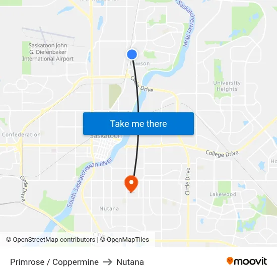 Primrose / Coppermine to Nutana map