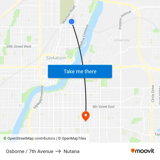 Osborne / 7th Avenue to Nutana map