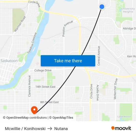 Mcwillie / Konihowski to Nutana map