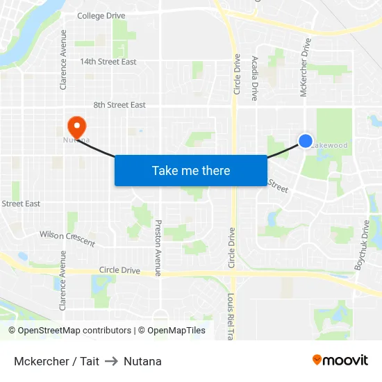 Mckercher / Tait to Nutana map