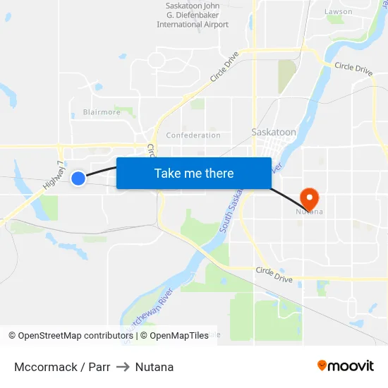 Mccormack / Parr to Nutana map