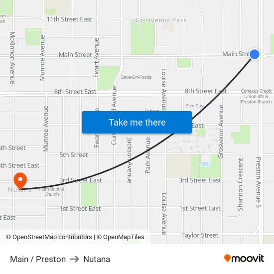 Main / Preston to Nutana map