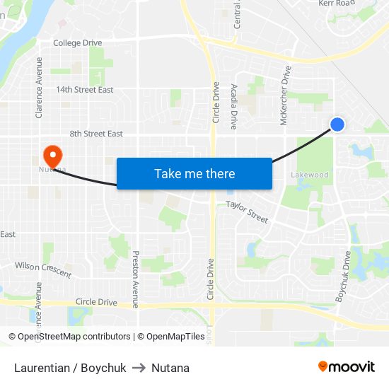 Laurentian / Boychuk to Nutana map